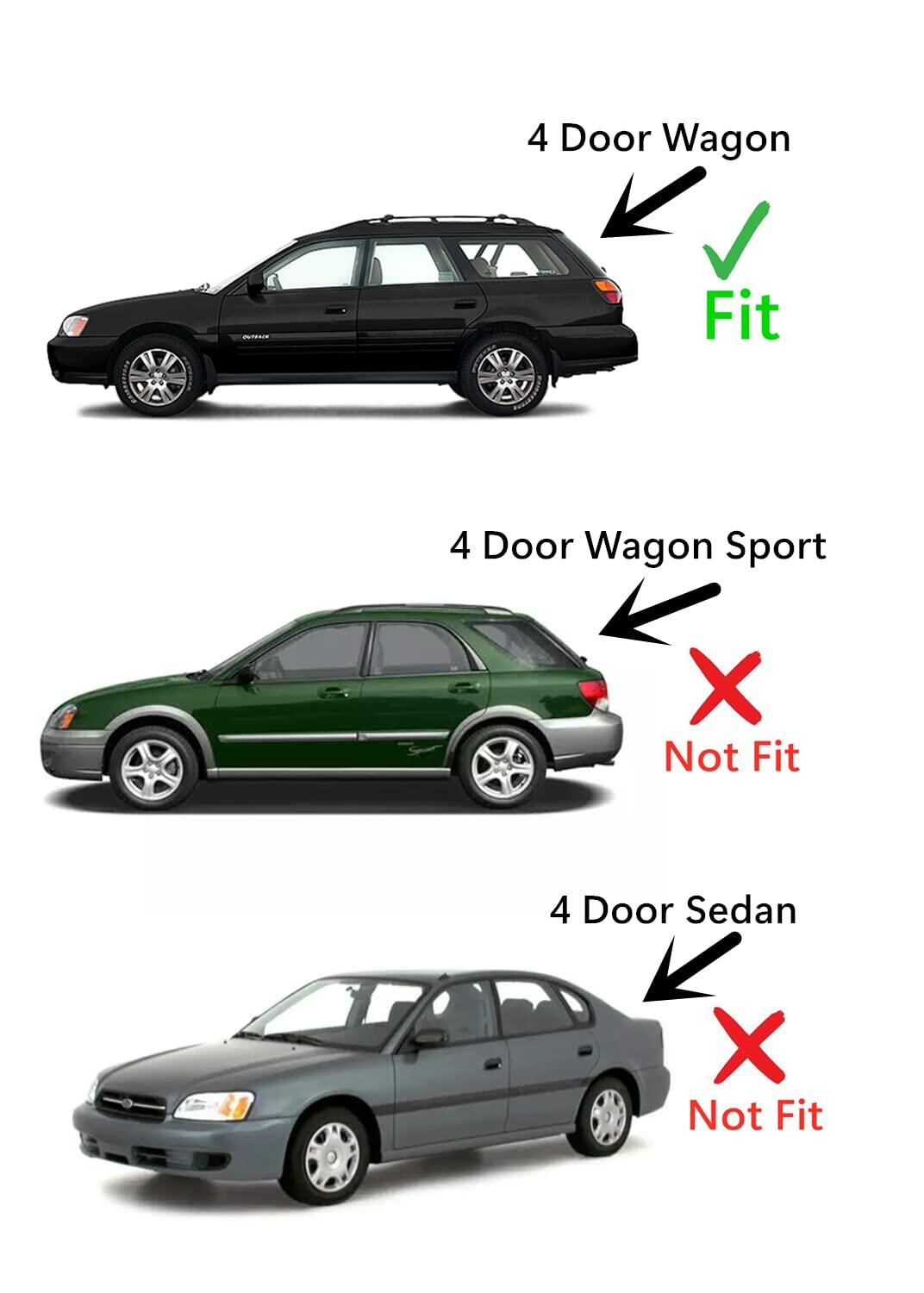 Tempered Driver Left Side Rear Door Window Door Glass Compatible with Subaru Outback / Legacy 4 Door Wagon 2000-2004 Models (Not For Ouback Wagon Sport)