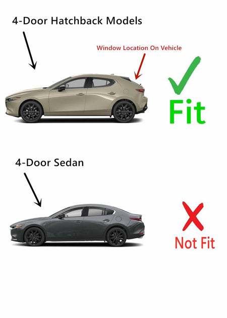 Tempered Heated Rear Back Window Back Glass Compatible with Mazda 3 4-Door Hatchback 2019-2026 Models