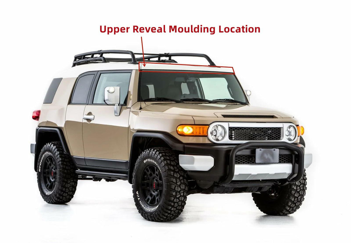 Front Windshield Molding White Color Top Pillar with Side Molding Compatible with Toyota FJ Cruiser 2007-2014 Models