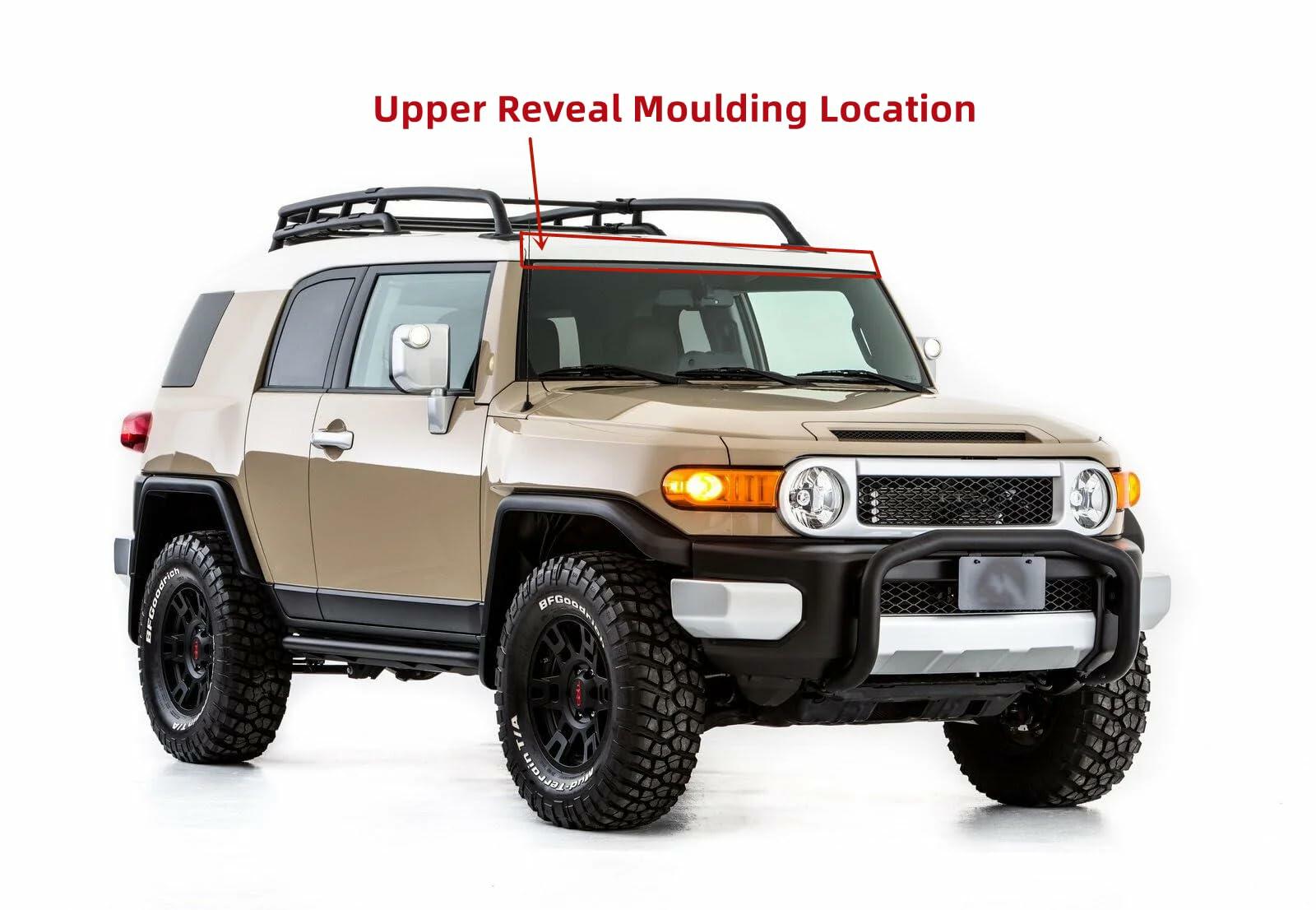 Front Windshield Molding White Color Top Pillar with Side Molding Compatible with Toyota FJ Cruiser 2007-2014 Models