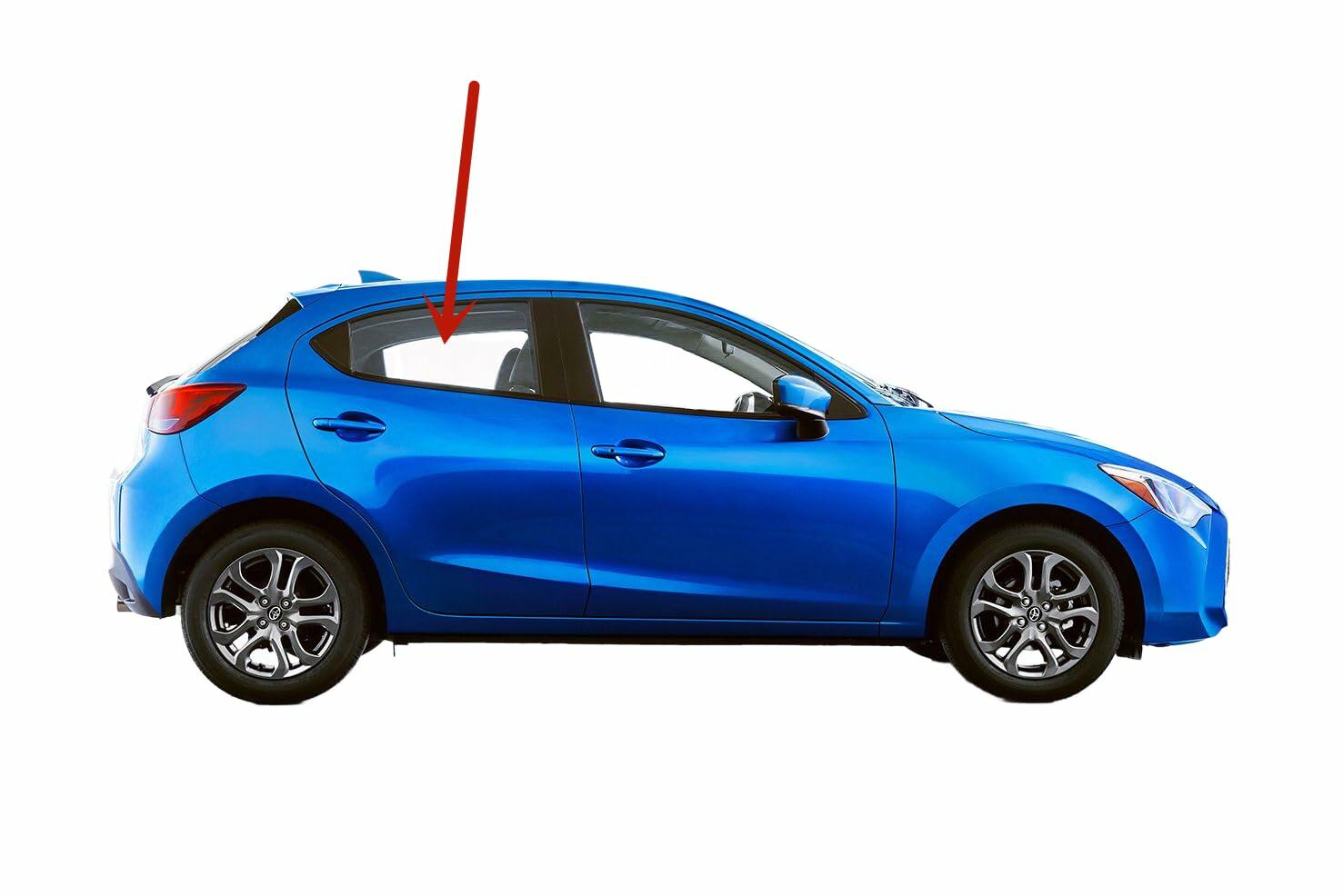 Tempered Passenger Right Side Rear Door Window Door Glass Compatible with Toyota Yaris 4-Door Hatchback 2020-2021 Models
