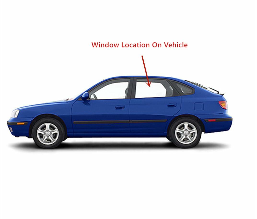 Driver Left Side Rear Door Window Door Glass Compatible with Hyundai Elantra 4 Door Hatchback 2001-2006 Models