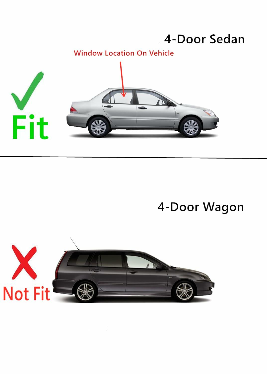 Passenger Right Side Rear Door Window Door Glass Compatible with Mitsubishi Lancer 4 Door Sedan 2002-2007 Models