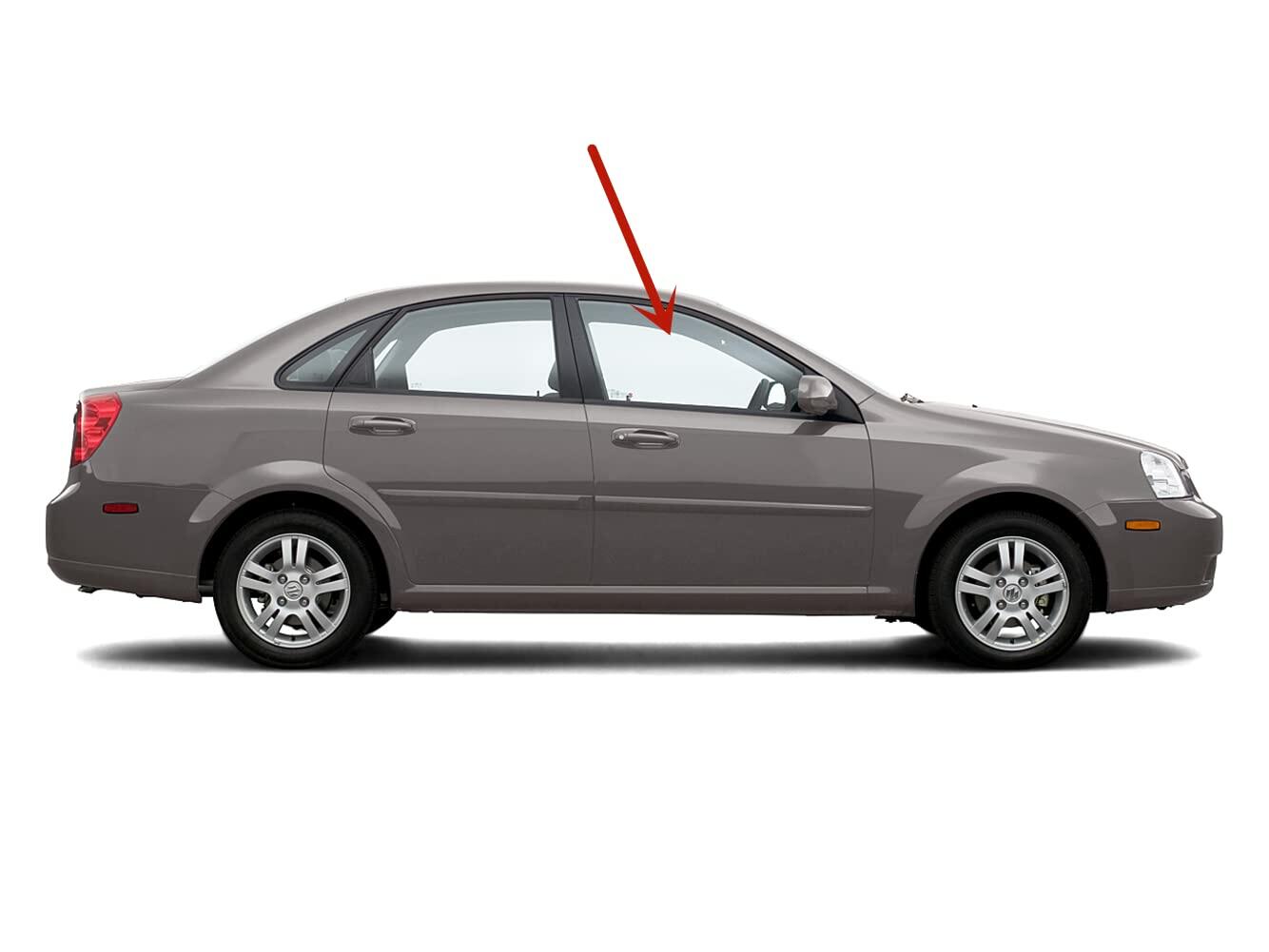 Tempered Passenger Right Side Front Door Window Door Glass Compatible with Suzuki Forenza 4 Door Sedan 2004-2010 Models