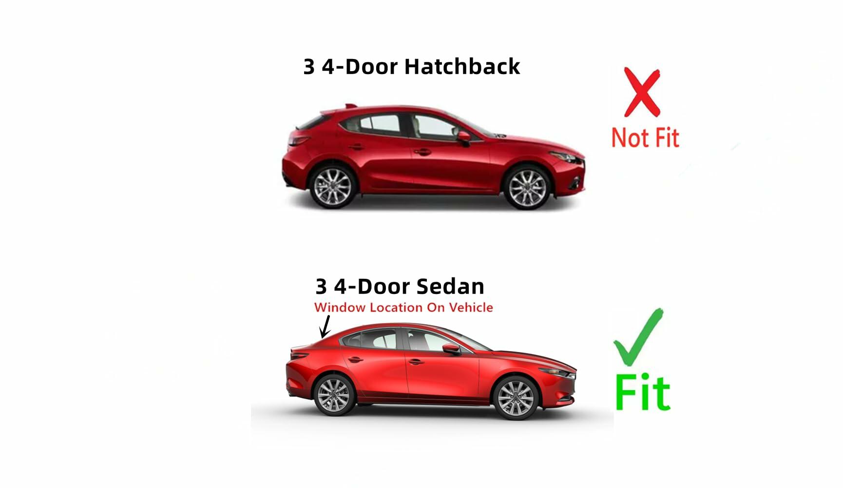 Back Window Back Glass Compatible with Mazda 3 4 Door Sedan 2014-2018 Models