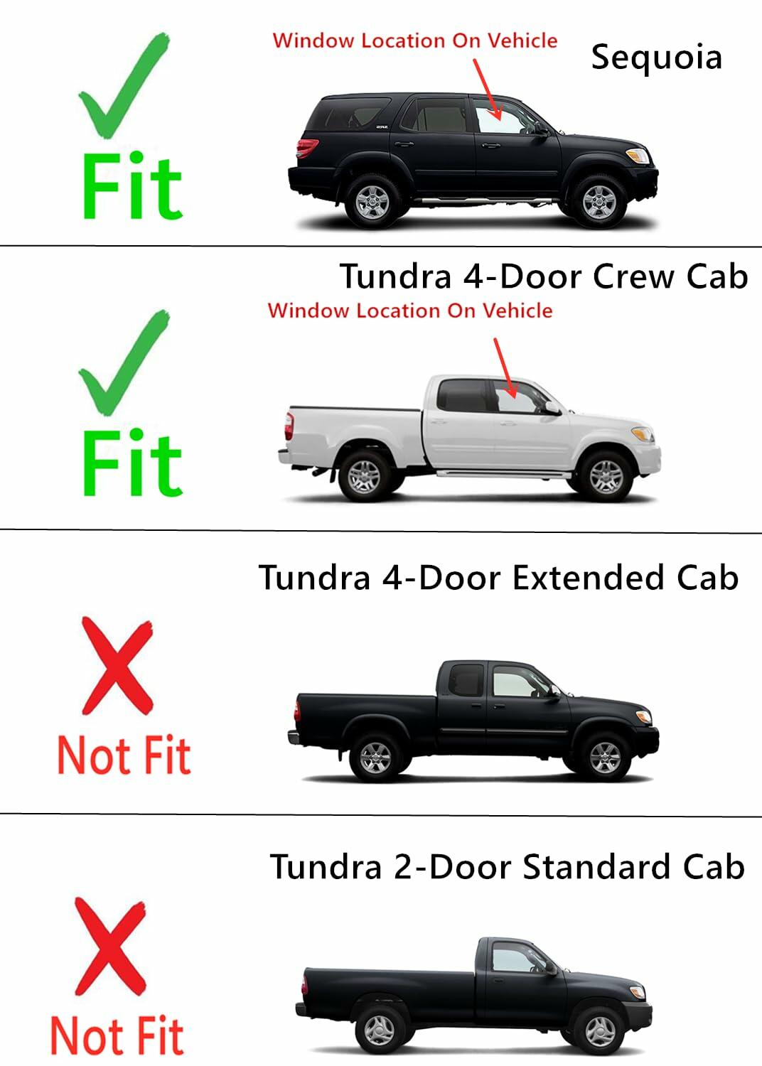 Passenger Right Side Front Door Window Door Glass Compatible with Toyota Sequoia 2001-2007 Models/Toyota Tundra 4 Door Crew Cab 2004-2006 Models