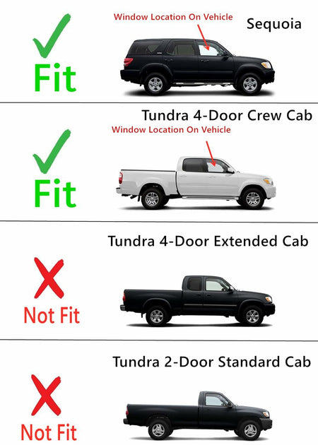 Passenger Right Side Front Door Window Door Glass Compatible with Toyota Sequoia 2001-2007 Models/Toyota Tundra 4 Door Crew Cab 2004-2006 Models