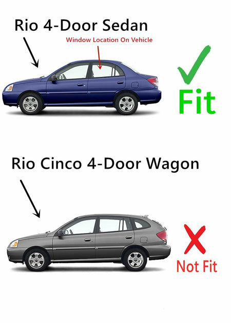 Driver Left Side Rear Door Window Door Glass Compatible with Kia Rio 4 Door Sedan 2001-2005 Models