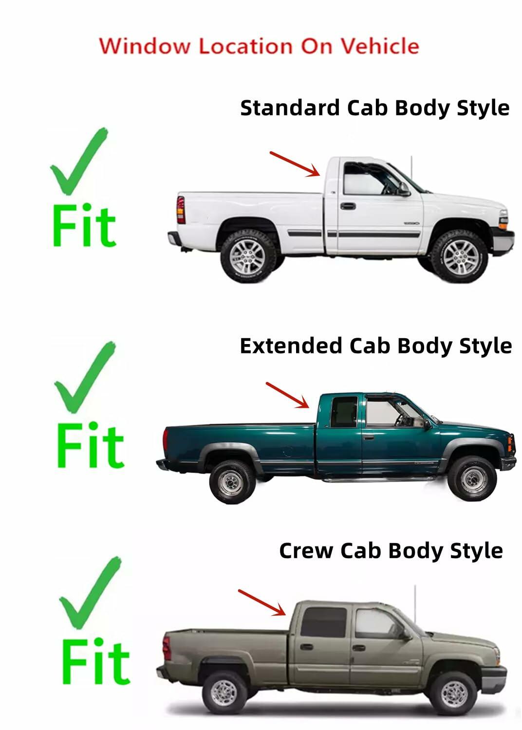 Stationary Back Window Back Glass Compatible with Chevrolet Pickup 1988-2000 C2500 C3500 K2500 K3500 Models