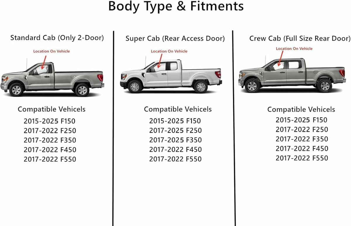 Tempered Factory Privacy Tinted Driver Left Side Front Door Window Door Glass Compatible with Ford F150 2015-2025 / F250 F350 F450 F550 2017-2022 / F250 F350 Super Cab Only 2023-2025 Models