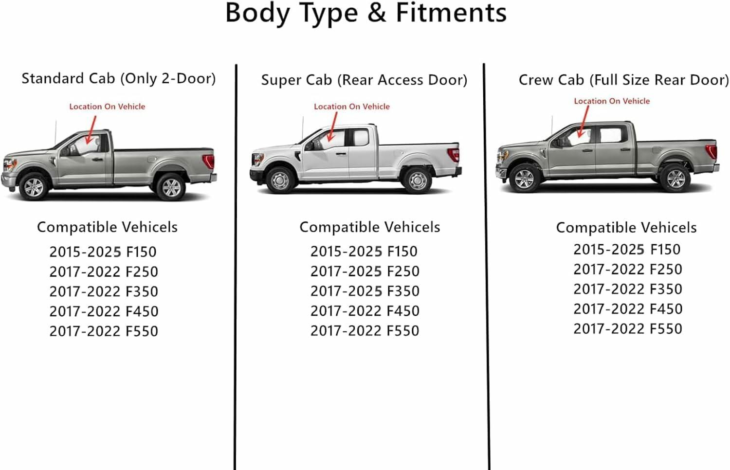 Tempered Factory Privacy Tinted Driver Left Side Front Door Window Door Glass Compatible with Ford F150 2015-2025 / F250 F350 F450 F550 2017-2022 / F250 F350 Super Cab Only 2023-2025 Models