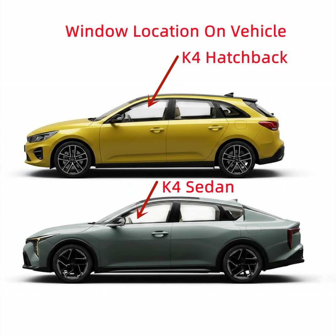 Tempered Driver Left Side Front Door Window Door Glass Compatible with Kia K4 2025- 2026 Models