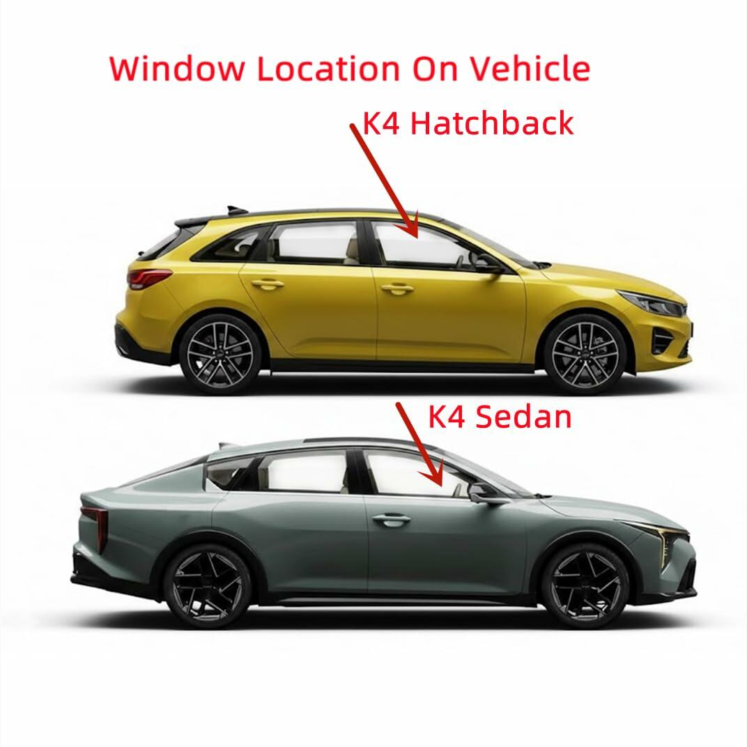 Tempered Passenger Right Side Front Door Window Door Glass Compatible with Kia K4 2025- 2026 Models