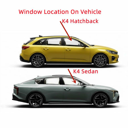 Tempered Passenger Right Side Front Door Window Door Glass Compatible with Kia K4 2025- 2026 Models