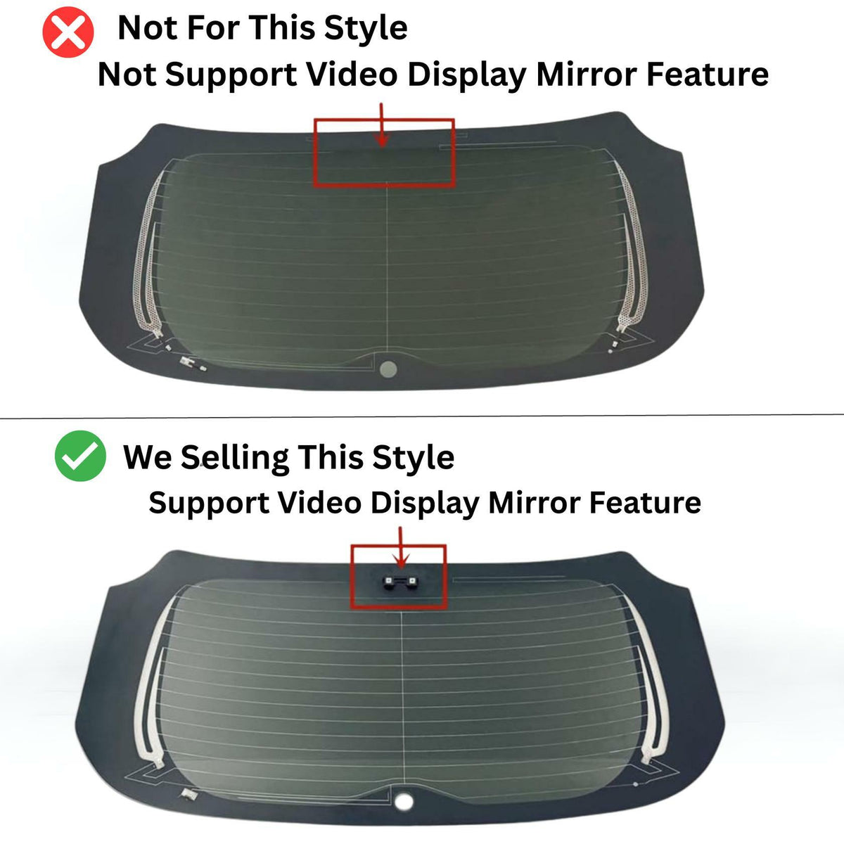 Heated Rear Back Window Back Glass with Antenna/Video Display Mirror Features Compatible with Toyota Venza 2021-2024 Models