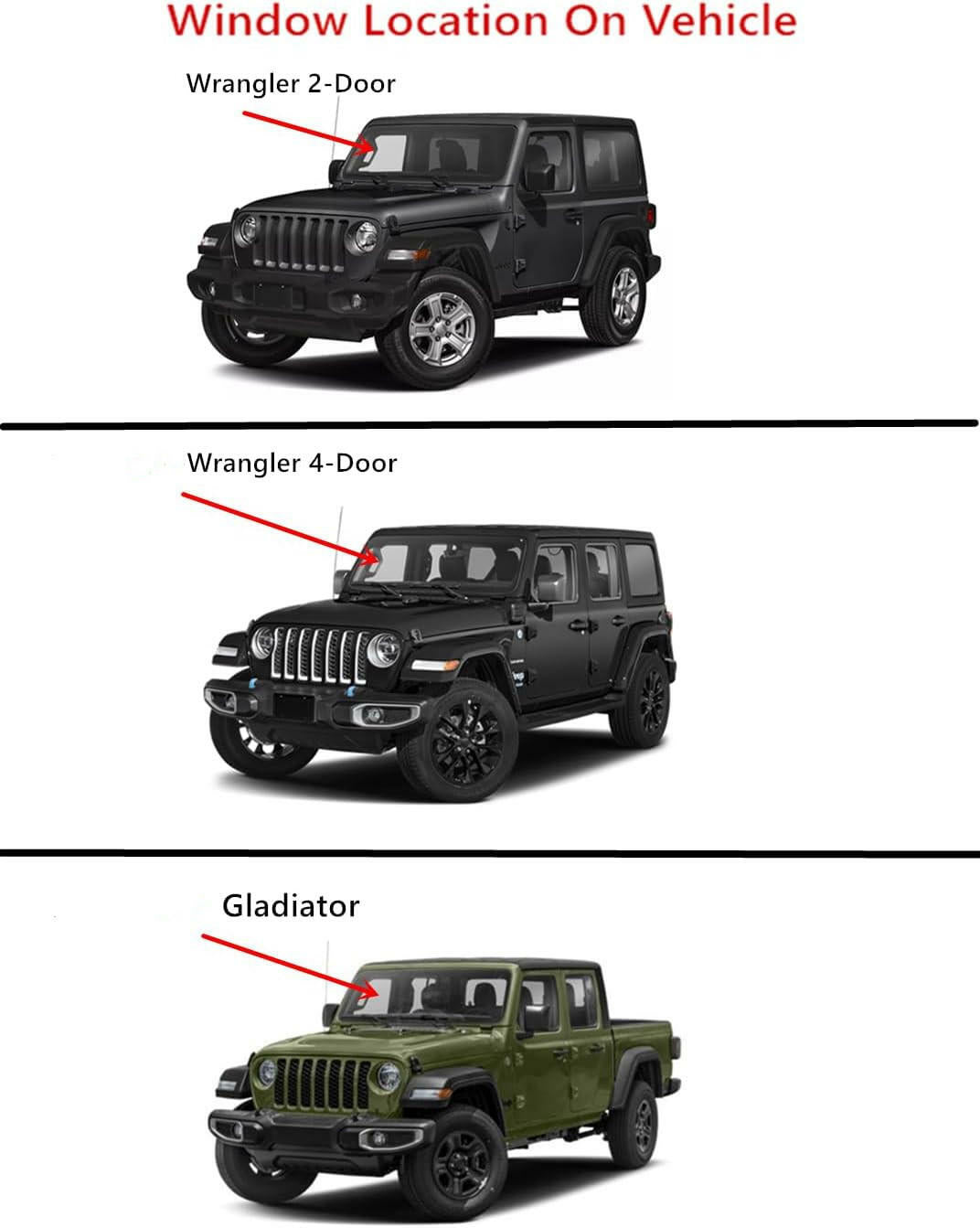 Laminated Front Windshield Window Glass Compatible with Jeep Wrangler 2018-2023 / Gladiator 2020-2025 Models