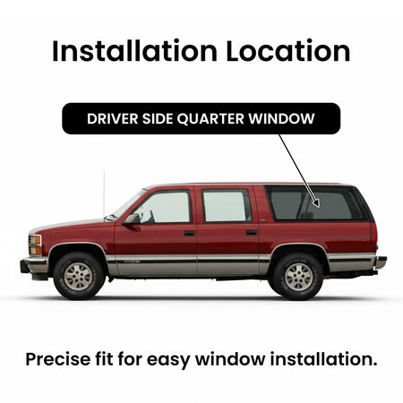 Driver Left Side Rear Quarter Window Quarter Glass Compatible with Chevrolet Suburban/GMC Suburban 1993-1999 4 DOOR Models