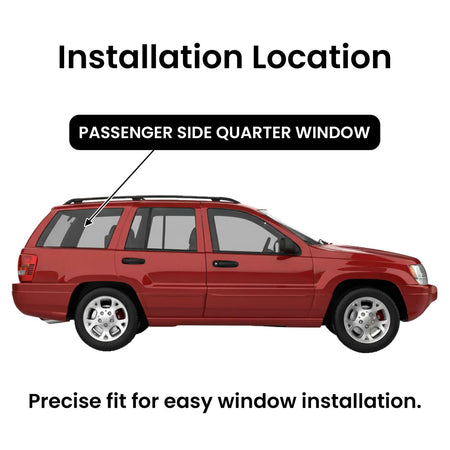 Passenger Right Side Rear Quarter Window Quarter Glass Compatible with Jeep Grand Cherokee 1999-2004 Models