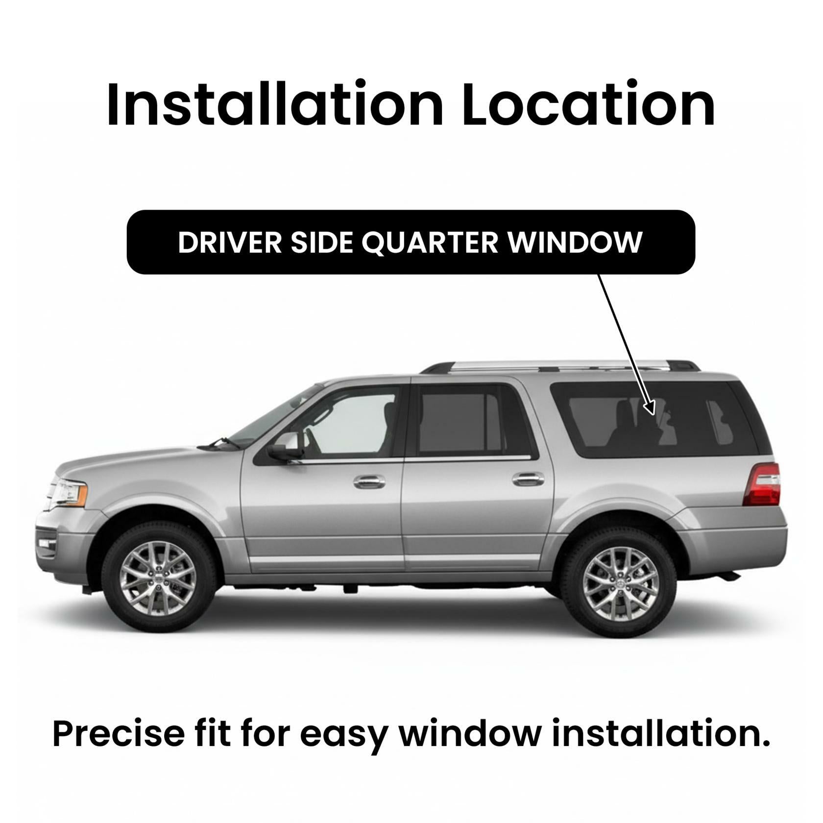 Stationary Driver Left Side Quarter Window Quarter Glass Compatible with Ford Expedition EL Long Wheel Base 2008-2017 Models