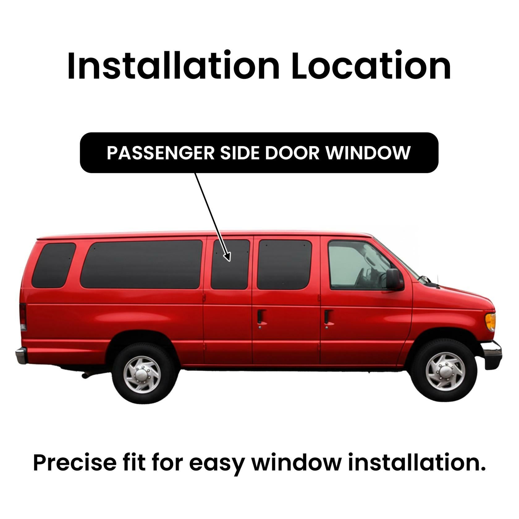 Privacy Stationary Passenger Right Side Rear Hinged Body Side Door Window Door Glass Compatible with Ford Econoline Van 1992-2016 Models