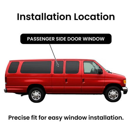 Privacy Stationary Passenger Right Side Rear Hinged Body Side Door Window Door Glass Compatible with Ford Econoline Van 1992-2016 Models