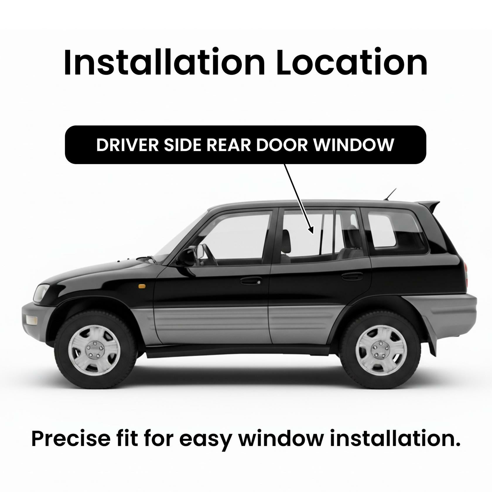 Driver Left Side Rear Door Window Door Glass Compatible with Toyota RAV4 4 Door SUV 1996-2000 Models
