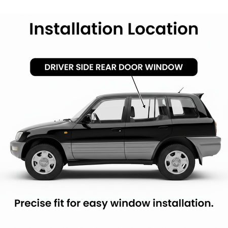 Driver Left Side Rear Door Window Door Glass Compatible with Toyota RAV4 4 Door SUV 1996-2000 Models