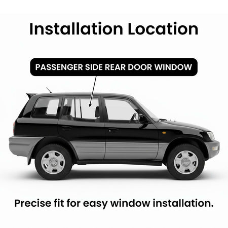 Passenger Right Side Rear Door Window Door Glass Compatible with Toyota RAV4 4 Door SUV 1996-2000 Models