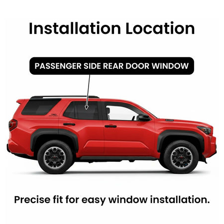 Tempered Passenger Right Side Rear Door Window Door Glass Compatible with Toyota 4Runner 2025- 2026 Models