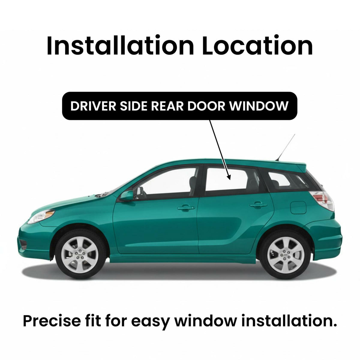 Driver Left Side Rear Door Window Door Glass Compatible with Toyota Matrix/Pontiac Vibe 2003-2008 Models