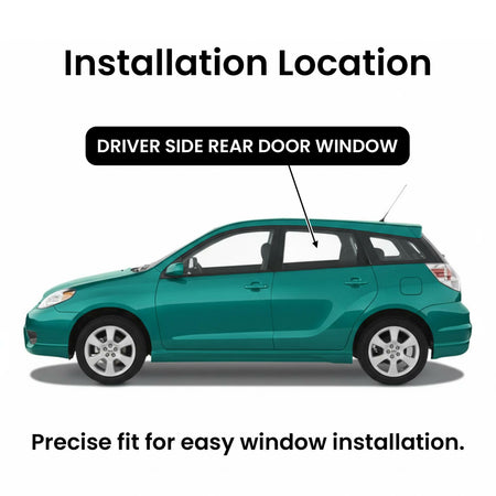 Driver Left Side Rear Door Window Door Glass Compatible with Toyota Matrix/Pontiac Vibe 2003-2008 Models