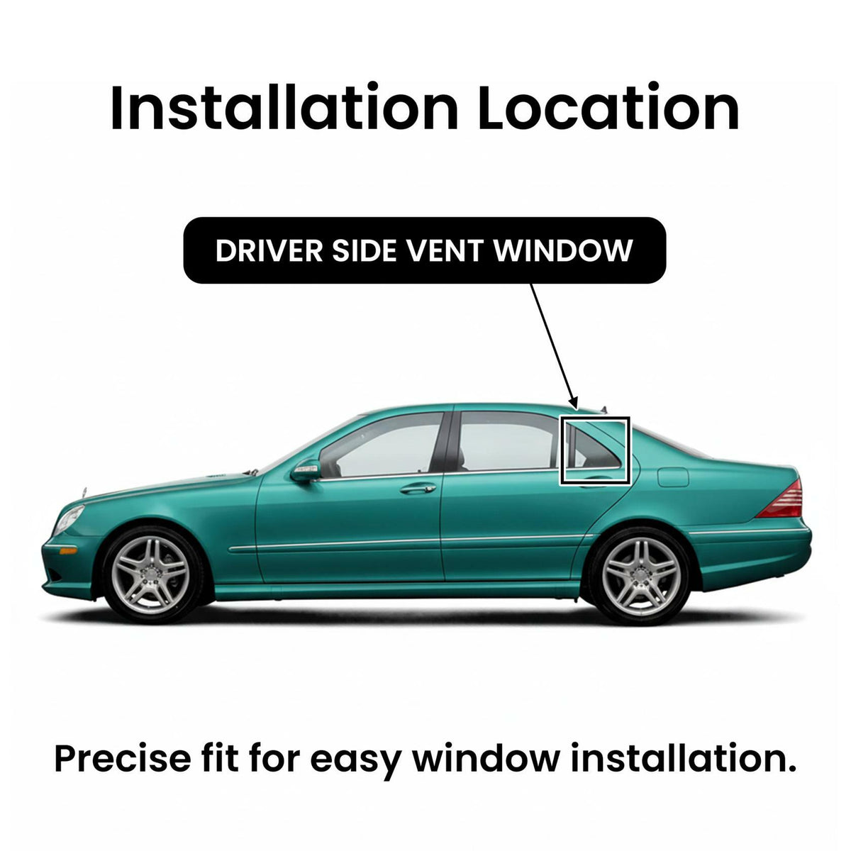 Laminated Driver Left Side Rear Vent Window Vent Glass Compatible with Mercedes Benz S430 / S500 / S600 / S55AMG / S65AMG / S350 2000-2006 Models
