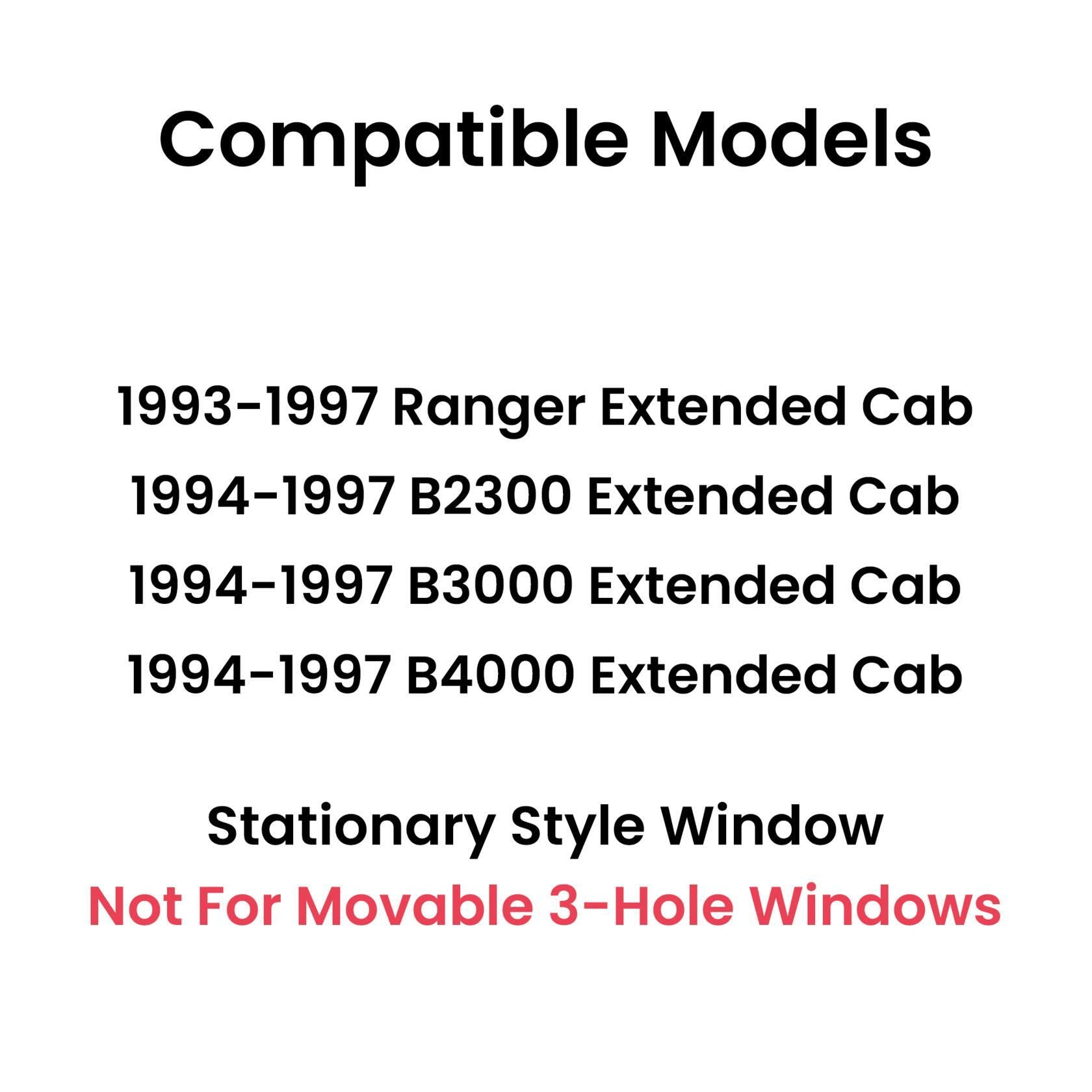 Stationary Passenger Right Side Rear Quarter Window Door Glass Compatible with Ford Ranger / Mazda B2300 B3000 B4000 Super/Extended Cab 1993-1997 Models