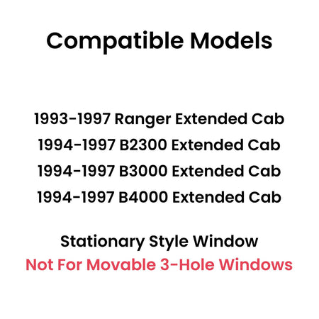Stationary Driver Left Side Rear Quarter Window Door Glass Compatible with Ford Ranger/Mazda B2300 B3000 B4000 Super/Extended Cab 1993-1997 Models