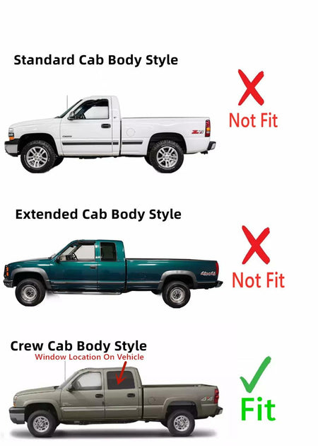 Driver Left Side Rear Door Window Door Glass Compatible with Chevrolet Pickup/GMC Pickup C2500 K2500 C3500 K3500 Pickup 4 Door Crew Cab 1993-2000 Models