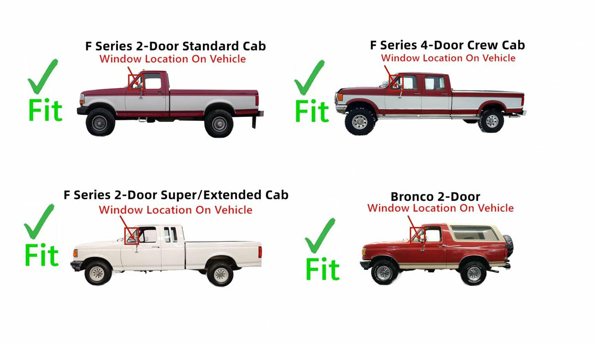 Driver Left Side Front Vent Window Vent Glass Compatible with Ford Bronco/F150/F250/F350 Pickup 1980-1991 Models