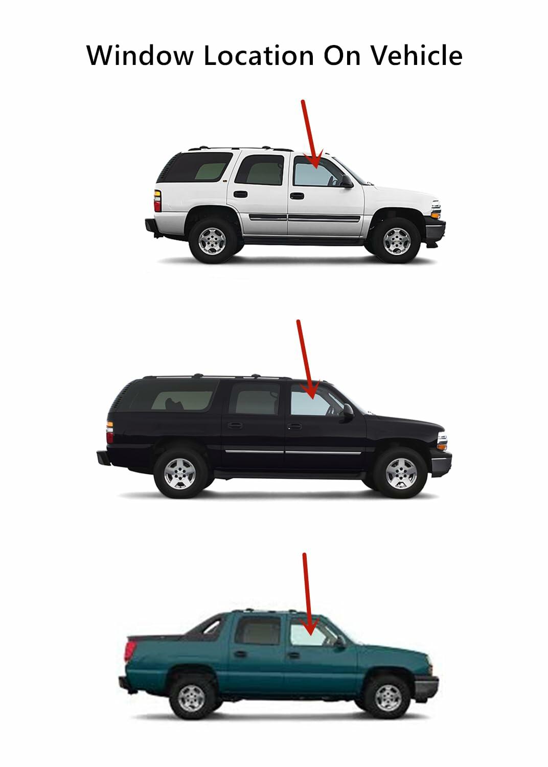 Privacy Passenger Right Side Front Door Window Door Glass Compatible with Cadillac Escalade Escalade EXT Escalade ESV 2000-2006 / GMC Yukon Yukon XL 2000-2006 / Yukon Denali 2001-2006 Model