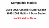 Driver Left Side Rear Door Window Door Glass Compatible with Chevrolet Classic 2004-2005 Models/ Malibu 1997-2003 Models