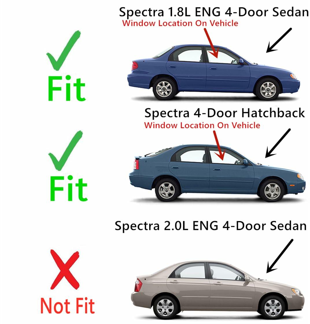 Passenger Right Side Front Door Window Door Glass Compatible with Kia Spectra 2000-2004 4 Door Hatchback Models/ 2002-2004 4 Door Sedan 1.8L Eng Models