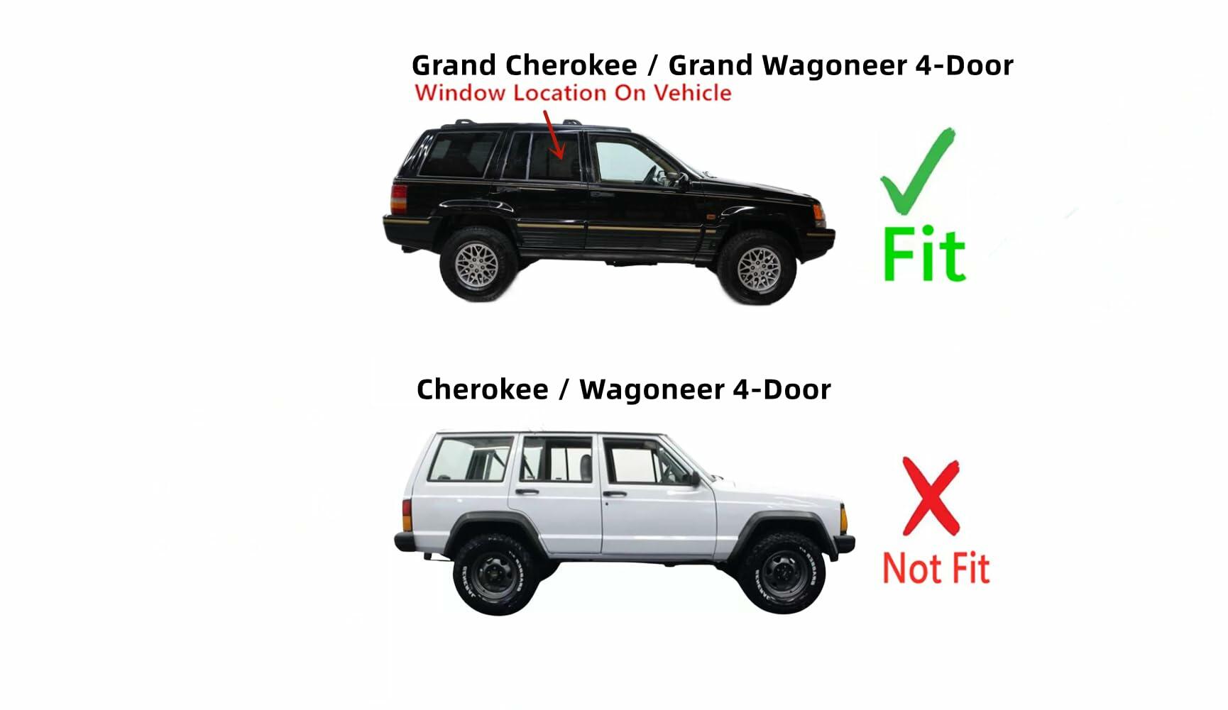 Passenger Right Side Rear Door Window Door Glass Compatible with Jeep Grand Cherokee/Grand Wagoneer 1993-1998 Models