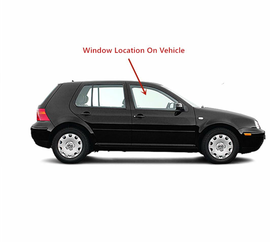 Passenger Right Side Front Door Window Door Glass Compatible with Volkswagen Golf 2000-2006 & Golf (New) 1999 4-Door Hatchback