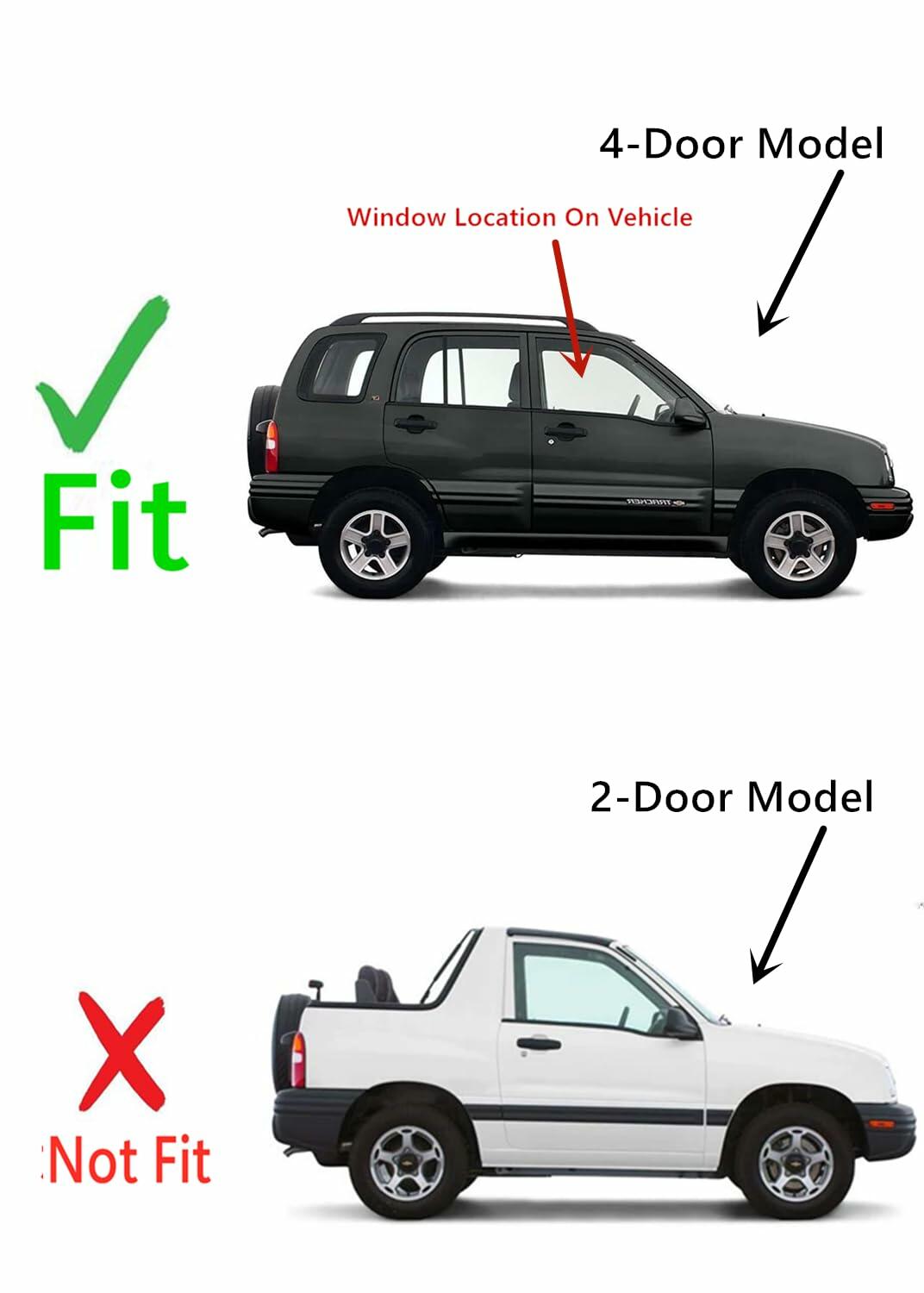Passenger Right Front Door Window Door Glass Compatible with Suzuki Vitara/Grand Vitara 1999-2005 4 Door Models / XL-7 2004-2006 4 Door Models