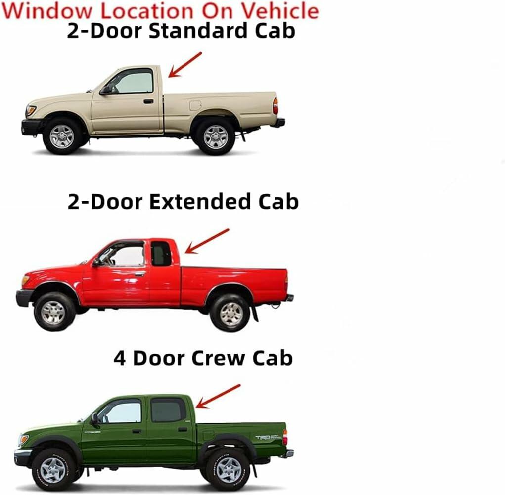 3 Panel Rear Sliding Window Back Slider Glass Compatible with Toyota Tacoma Pickup 1995-2004 Models