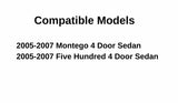 Passenger Right Side Rear Door Window Door Glass Compatible with Ford Five Hundred 2005-2007 & Taurus 2008-2009/Mercury Montego 2005-2007 & Sable 2008-2009 4 Door Sedan Models