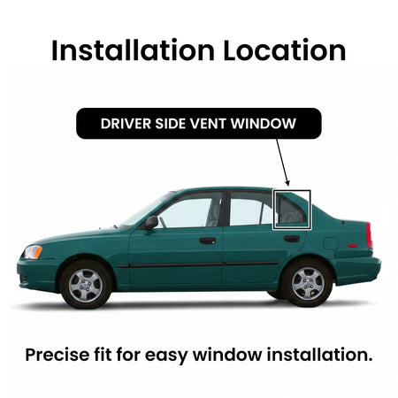 Driver Left Side Rear Vent Window Vent Glass Compatible with Hyundai Accent 4 Door Sedan 1995-1999 Models