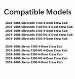 Driver Left Side Rear Door Window Door Glass Compatible with Chevrolet Silverado/GMC Sierra 4 Door Crew Cab 2001-2006 Models