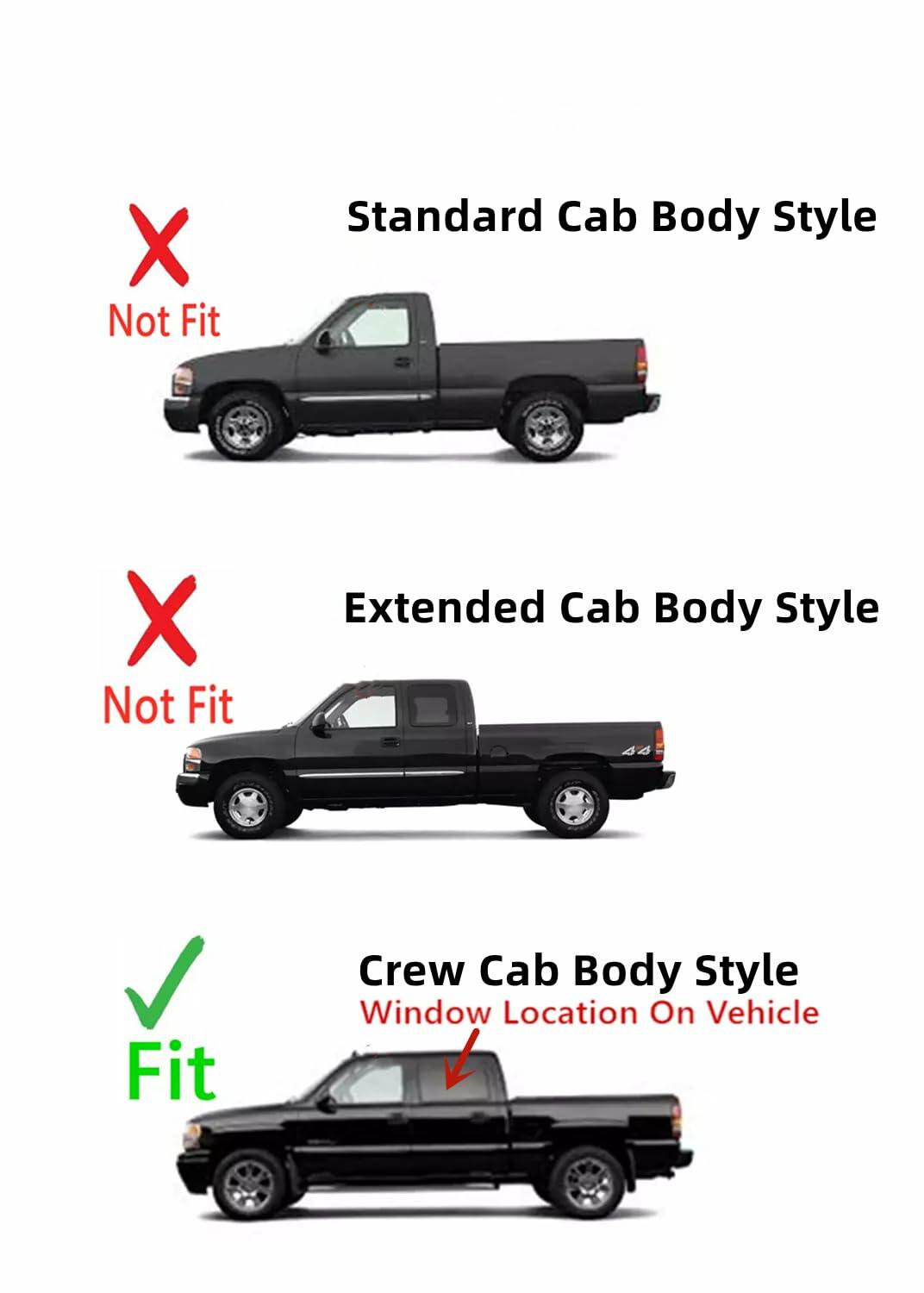 Driver Left Side Rear Door Window Door Glass Compatible with Chevrolet Silverado/GMC Sierra 4 Door Crew Cab 2001-2006 Models