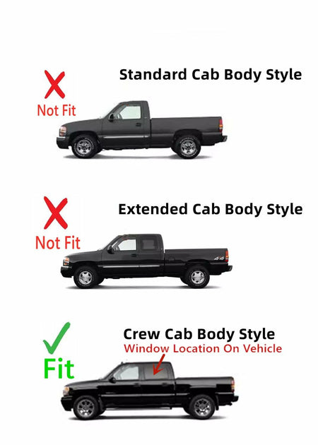Driver Left Side Rear Door Window Door Glass Compatible with Chevrolet Silverado/GMC Sierra 4 Door Crew Cab 2001-2006 Models