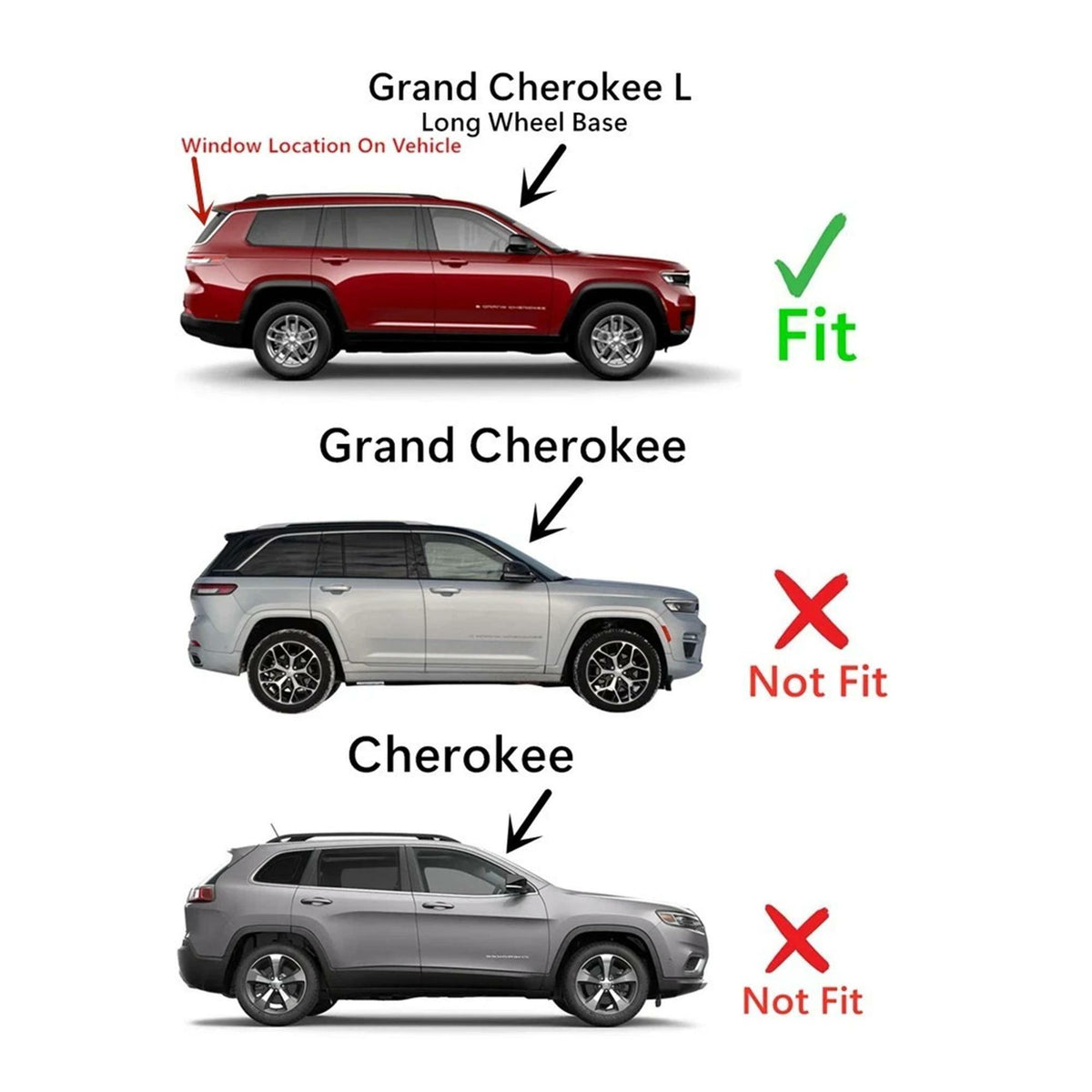 Heated Rear Back Window Back Glass Compatible with Jeep Grand Cherokee L (Long Wheel Base) 2021-2026 Models