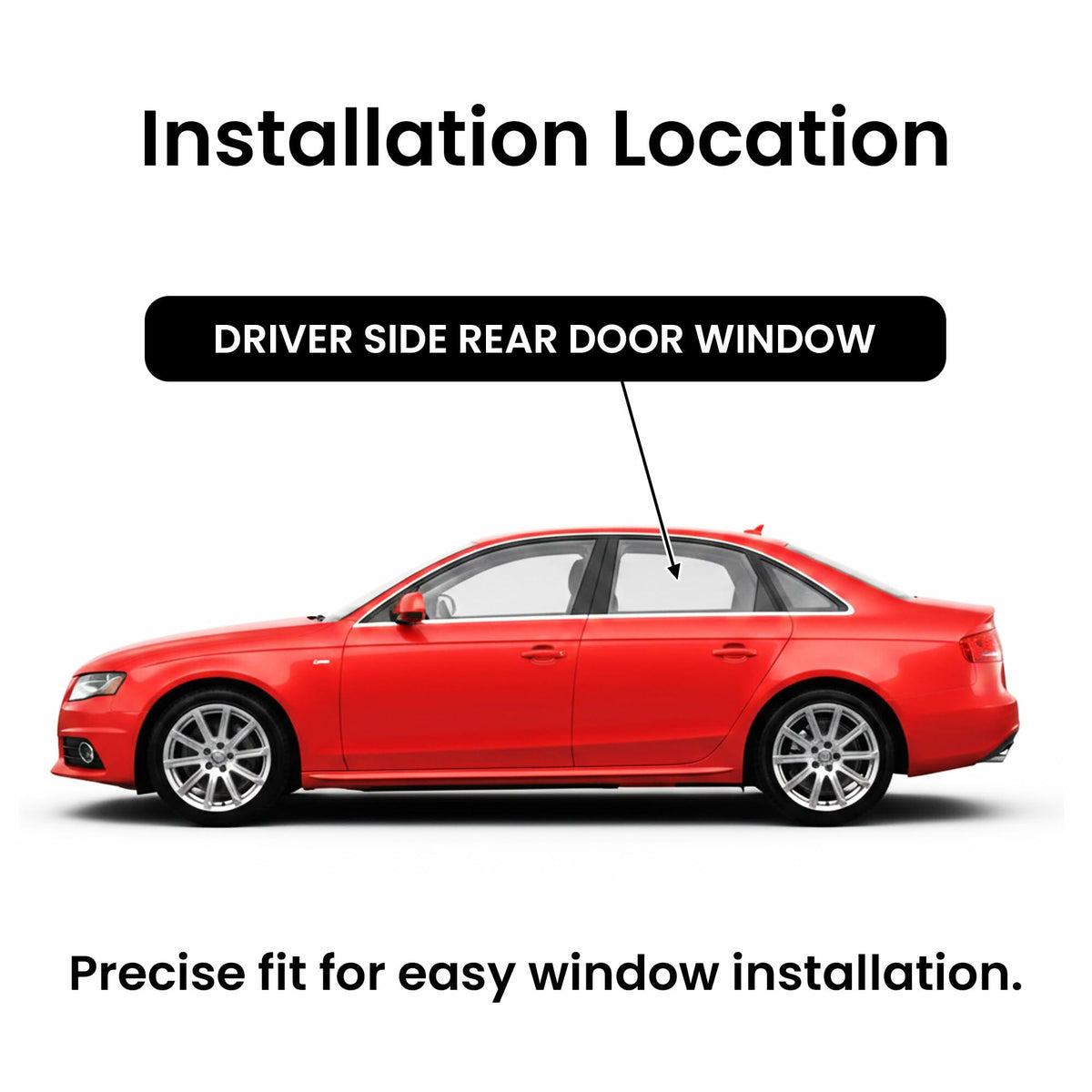 Driver Left Side Rear Door Window Door Glass Compatible with Audi A4 S4 RS4 4 Door Sedan 2009-2016 Model